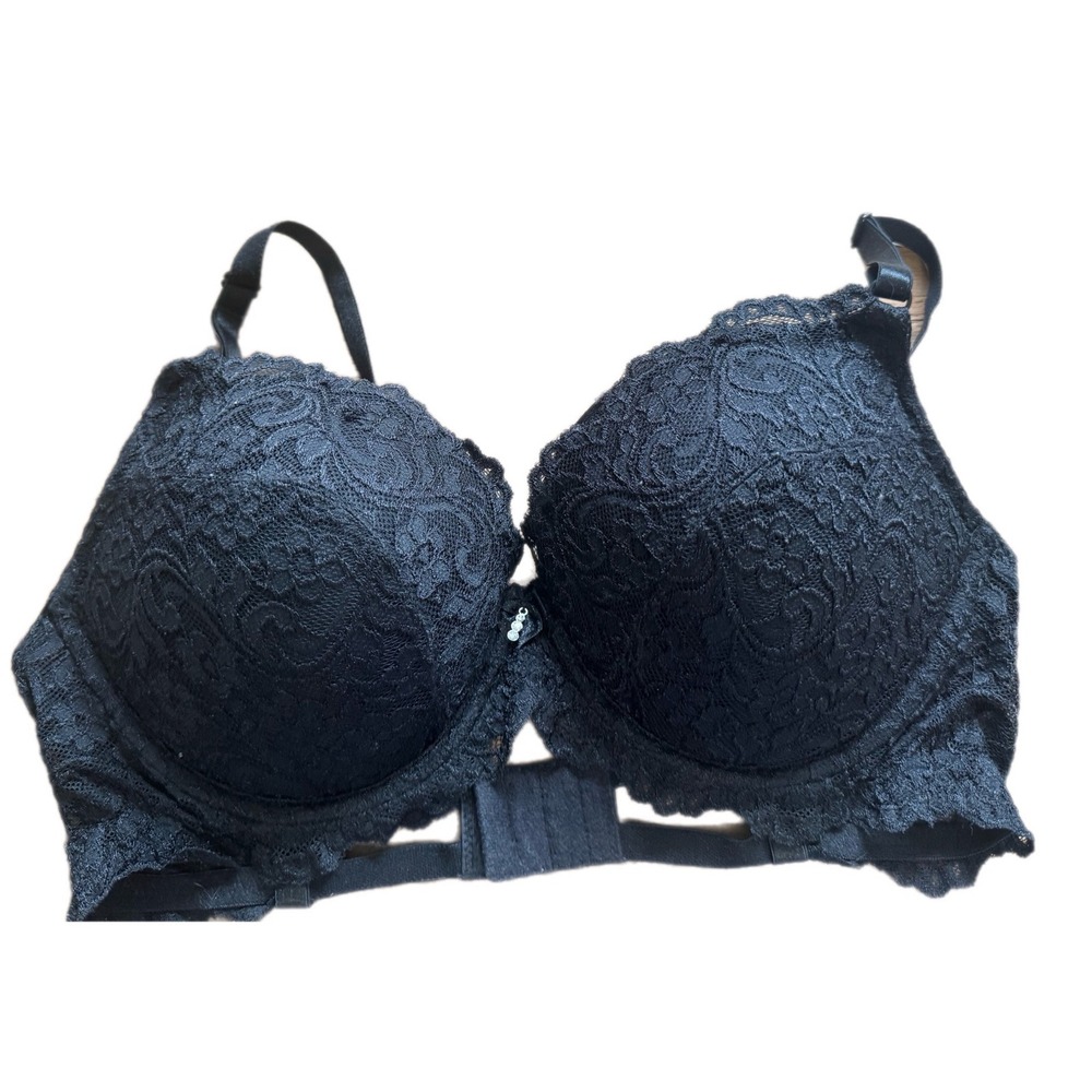 Smart & Sexy Lace Push Up Bra Women 36D Black Excellent Underwire Padded Cup